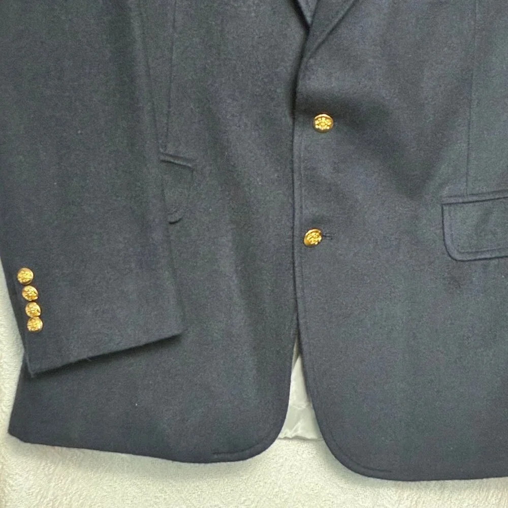 Vintage Lands’ End 100% Cashmere Blazer Jacket 46R Luxury Gold Buttons Old Money
